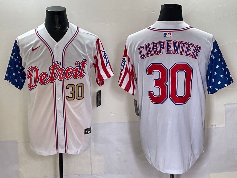 Men Detroit Tigers #30 Carpenter White National Flags 2025 Nike MLB Jersey style 5